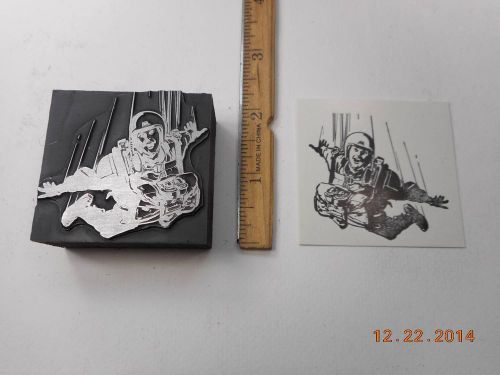 Letterpress Printing Printers Block, Parachuting, Skydiving Smiling Man