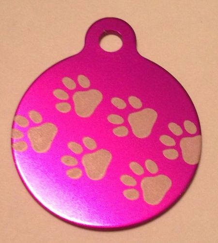 50 Walking Paw Print Circle Pet Id Tag Anodized aluminum Blank Wholesale USA