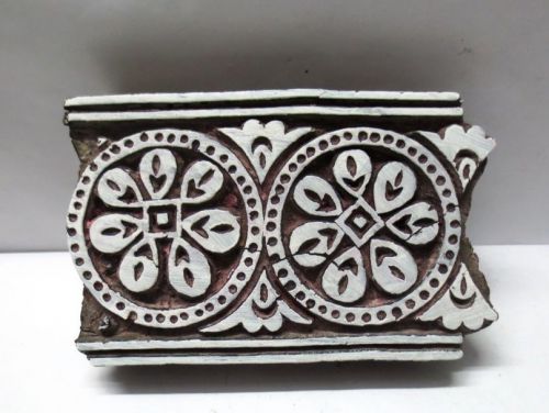 Vintage wooden hand carved textile printing fabric block stamp ethnic design 01 for sale