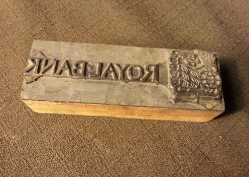 Antique Newspaper Printing Ink Block Stamp Typeset Advertising Royal Bank