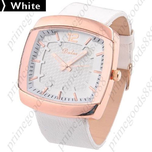 Square Synthetic Leather Lady Ladies Wrist Quartz Wristwatch Women&#039;s White