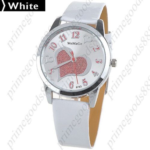 Heart synthetic leather quartz wrist wristwatch free shipping women&#039;s white for sale