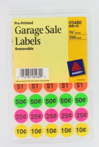 Avery 350 count assorted colors pre-printed garage sale label set of 6 for sale