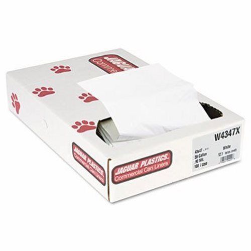 56 Gallon White Garbage Bags, 43x47, 0.90mil, 100 Bags (JAG W4347X)