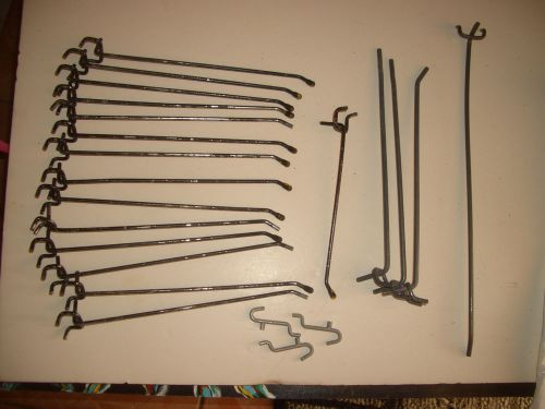 22 Lot Assorted Lengths Metal 1/8&#034; Pegboard Hook Brackets Grey Black Painted