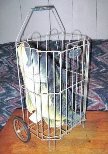 Vintage child - size folding wire metal pull shopping grocery cart basket for sale