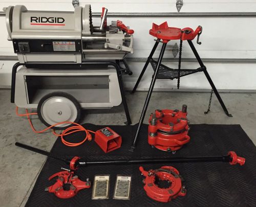 *RIDGID* 1224 with ROLLING CART, 1/2&#034;-6&#034; DIES, 3 DIE HEADS, 161, 460 TRI STAND