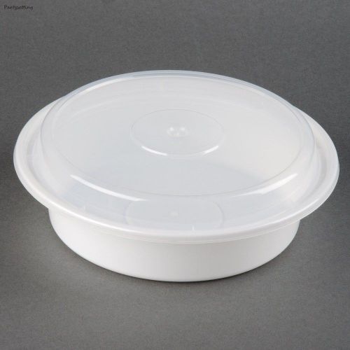 24oz. versatainer 7&#034;round white microwavable containers w/ clear lids 150ct for sale