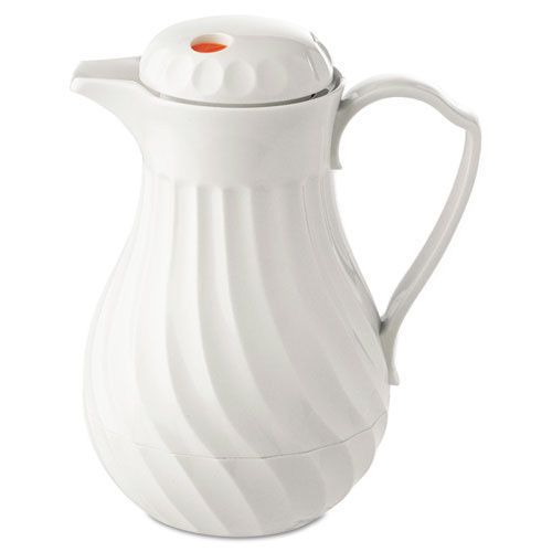 Hormel poly lined white swirl design carafe, 64 oz. capacity. sold as each for sale