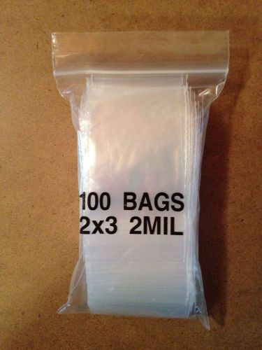 2&#034; x 3&#034;, 2 MIL Clear Zip Lock Bags, Qty 200