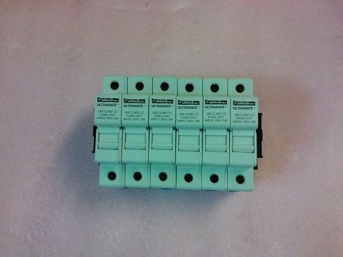 Lot of 6 FERRAZ SHAWMUT Ultrasafe USCC1 1 Pole 600VAC 30A Fuse Holder w DIN Rail