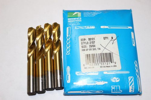 4 new GREENFIELD 29/64&#034; / 2157 Screw Machine Twist Drill Bits TiN Coated 55121