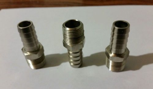 HOSE BARB 1/2&#034; ID X 3/8&#034; NPT HEX 316SS (QTY 3)