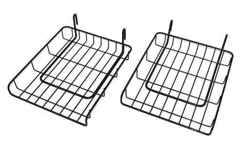 Lot of 2 Hanging Black Wire Folder File Basket For Steel Wire Rack Shelf EUC