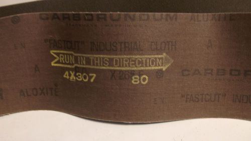 LOT OF 3 -  4&#034; X 307&#034;  4x307 CARBORUNDUM AXOLITE SANDING BELT 80 GRIT SANDPAPER