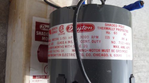 Dayton Shaded Pole Motor 1/50 HP 3000 RPM Model No 3M729A NIB UNUSED