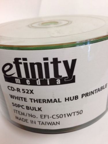 50-pk eFinity 52x CD-R White Thermal Hub Printable Blank Recordable CD Disk Disc