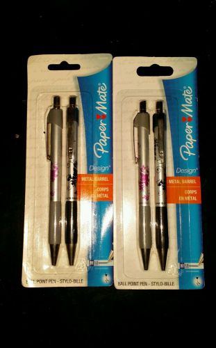 4 Ballpoint Retractable Design Pen, Black Ink, Medium.