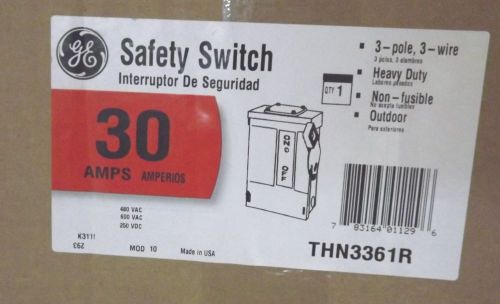 Ge thn3361r rain tight 3 pole 30 amp 600 volt non fused heavy duty safety switch for sale