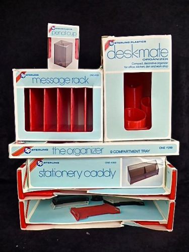 Vintage 80&#039;s Sterling Plastic Borden Desk Set 7 pc. New in Original Box