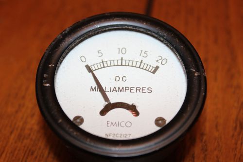 Emico Milliamperes D.C. 0-20 Gauge Model NF2C2127 Feb 1953 Steampunk