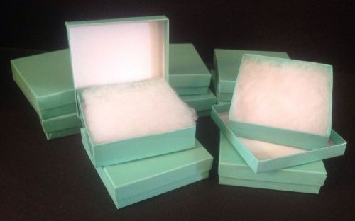 Lot of 10 teal colored cotton filled jewelry gift boxes - new for sale