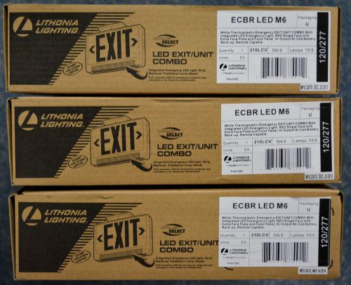 Lithonia ecbr led m6 emergency exit /unit combo 120/277v 3 pc for sale