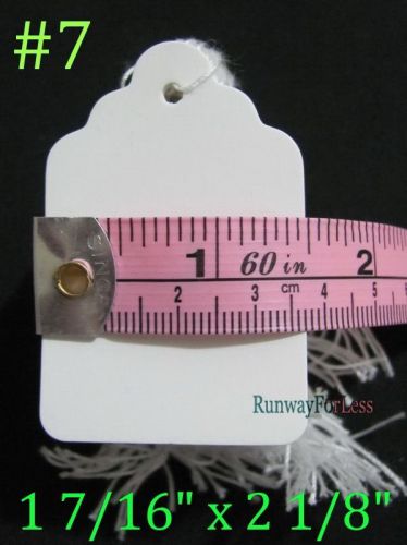 Tags #7 200 pcs scallop white price merchandise tags pre-strung 1 7/16 x 2 1/8&#034; for sale