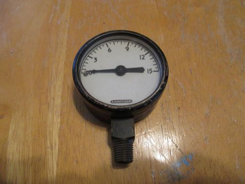 Metal Lonergan Pressure Gauge 15 PSI Steampunk Industrial #12-017