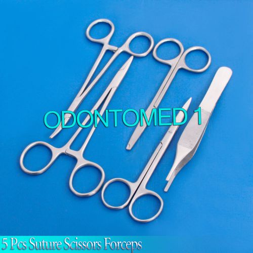 5 PCS SUTURE SCISSORS FORCEPS HEMOSTATS NEEDLE HOLDERS SURGICAL INSTRUMENTS