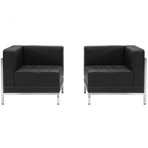 Imagination Series Black Leather 2 Piece Corner Chair Set