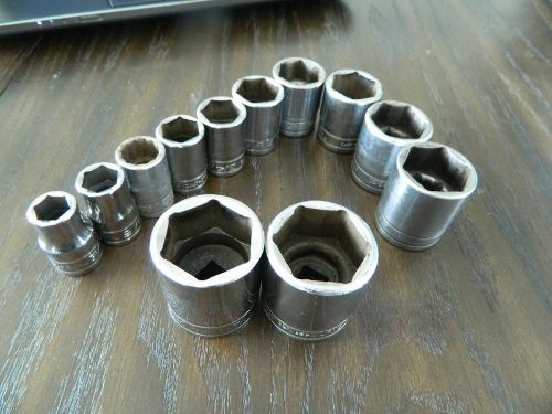 Snap-On Socket,1/2&#034; Drive, Shallow, TW###A 1/2&#034; - 1 5/16&#034; Huge 6 pt, 12pc set