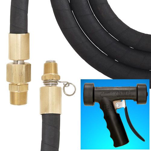 50&#039; Hose Station/Washdown Hose Assembly (Black) with Bronze Hose Nozzle (Black)