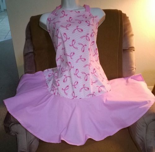 6103 Handmade cancer ribbon  FULL  APRON ---Free Shipping