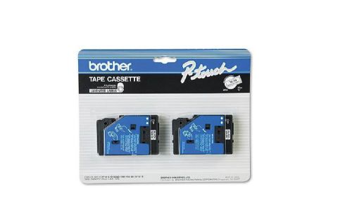 2 pack brother tc-20 p-touch label tape 1/2&#034; black on white for pr-6 / 8 / 10 + for sale