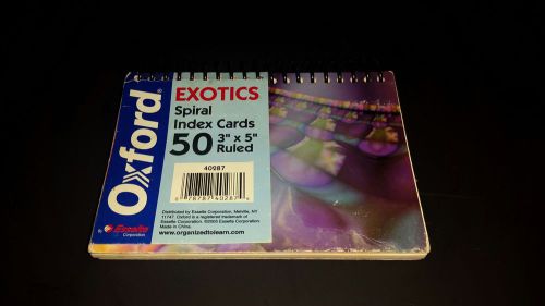 Oxford  Exotics Colored Design Spiral Index Cards, 3 X 5, 44 Cards