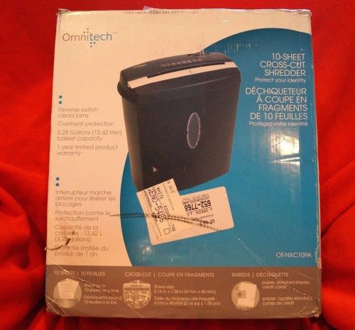 Omnitech 10 Sheet Cross-Cut Shredder (OT-NXC10PA) Credit Card Shredder NIOB