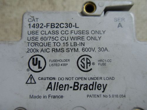 (PK-1) 1 USED ALLEN BRADLEY 1492-FB2C30-L FUSE HOLDER