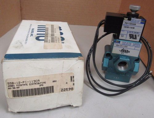 MAC SOLENOID VALVE 55B-12-PI-113CA PID-113CAAA 120V COIL 6.8 WATTS 3/8&#034; NPT NIB