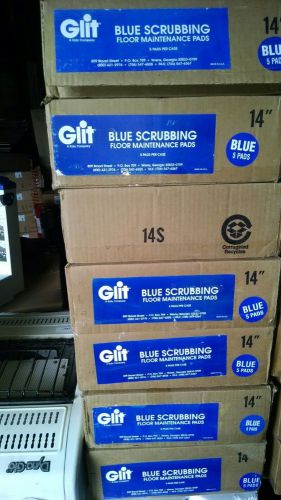 7 Cases Glit 14&#034; Blue Scrubbing Floor Pads 5pads