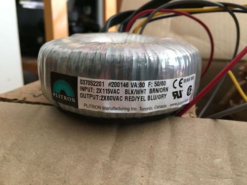 --- PLITRON toroidal series 3000 pri 2x115V secondary 2x60V 80VA NOS