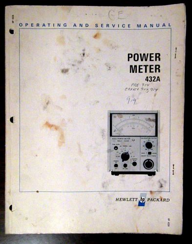 Orig. 1969 HP OPERATING &amp; SERVICE MANUAL For 432A POWER METER