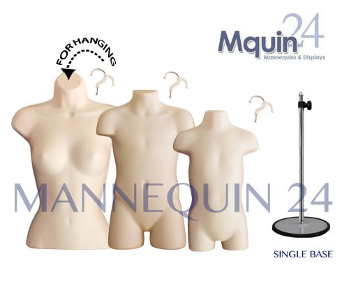 3 flesh forms - female, child &amp; toddler body mannequins + 1 stand + 3 hangers for sale