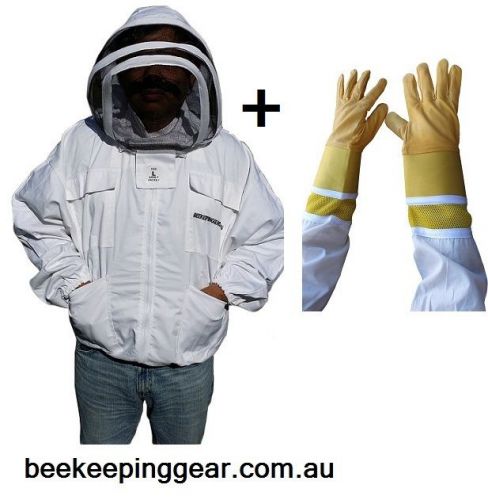 BEEKEEPING JACKET BEE KEEPING JACKET HEAVY DUTY &amp; COW HIDE VENTILATED GLOVES