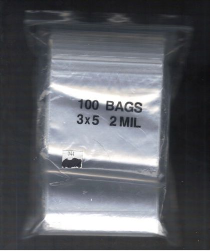 100 3 x 5 RECLOSABLE ZIPLOCK BAGS 2 MIL