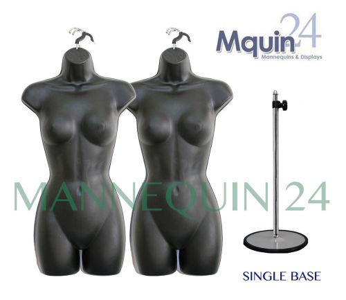 Lot of 2 pcs of female body mannequin body forms black +1 metal stand +2 hangers for sale