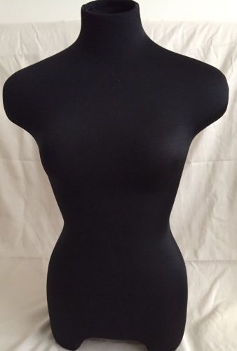 FEMALE HALF BODY BLACK FABRIC MANNEQUIN FORM