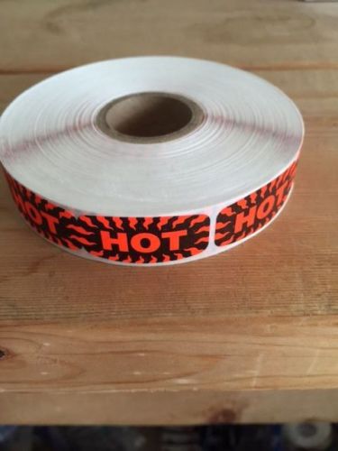 1.25&#034; x .625&#034; HOT MERCHANDISE LABELS 1000 PER ROLL FL RED STICKER