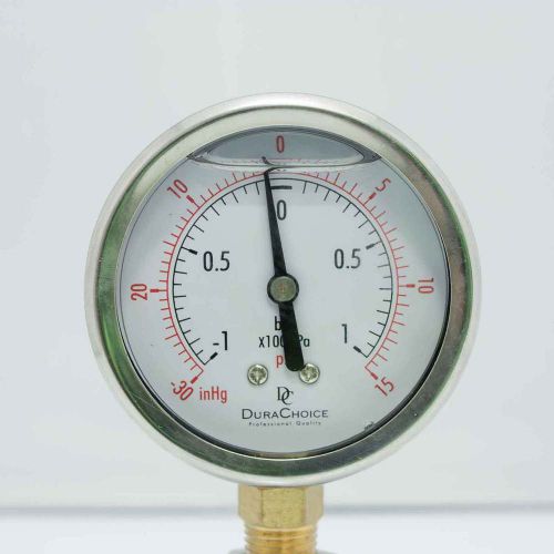 2&#034; Oil Filled Vacuum Pressure Gauge - SS/Br 1/4&#034; NPT Lower Mount -30HG/15PSI