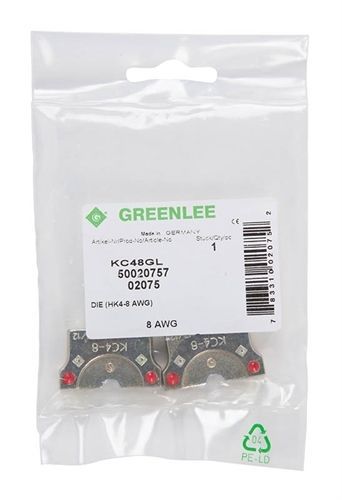 GREENLEE KC4-8 DIE SET,#8 CU AWG